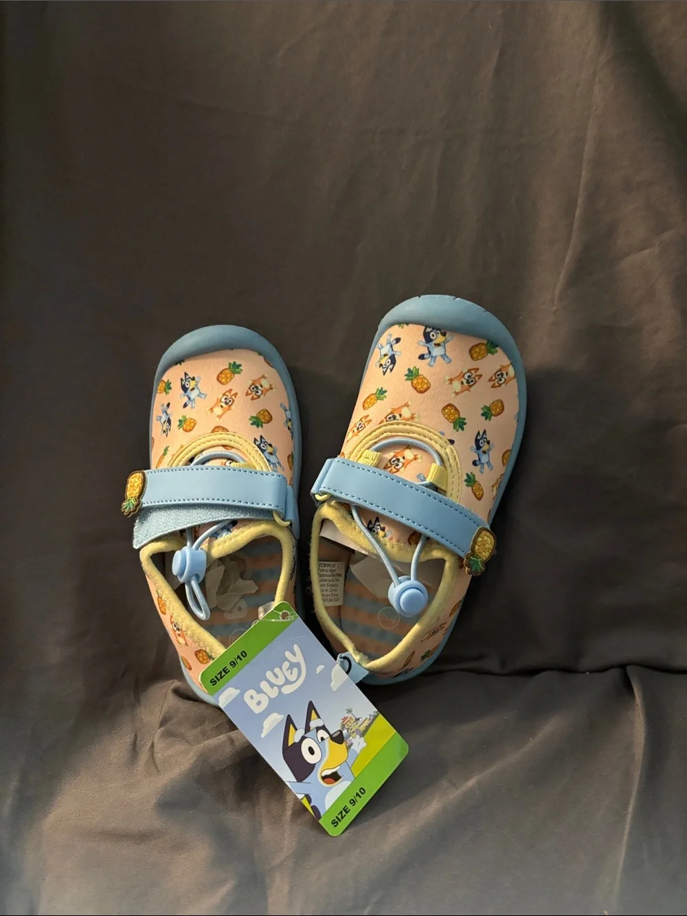 Kids Pineapple & Character Water Shoes - Peach and Light Blue NWT sku FDB Bluey